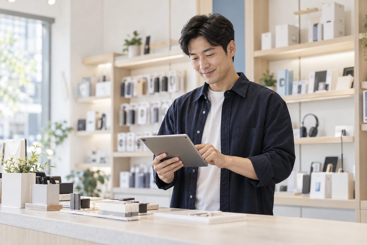 정산 명세와 입금 내역을 대조하는 사업자 — AI 연출 이미지