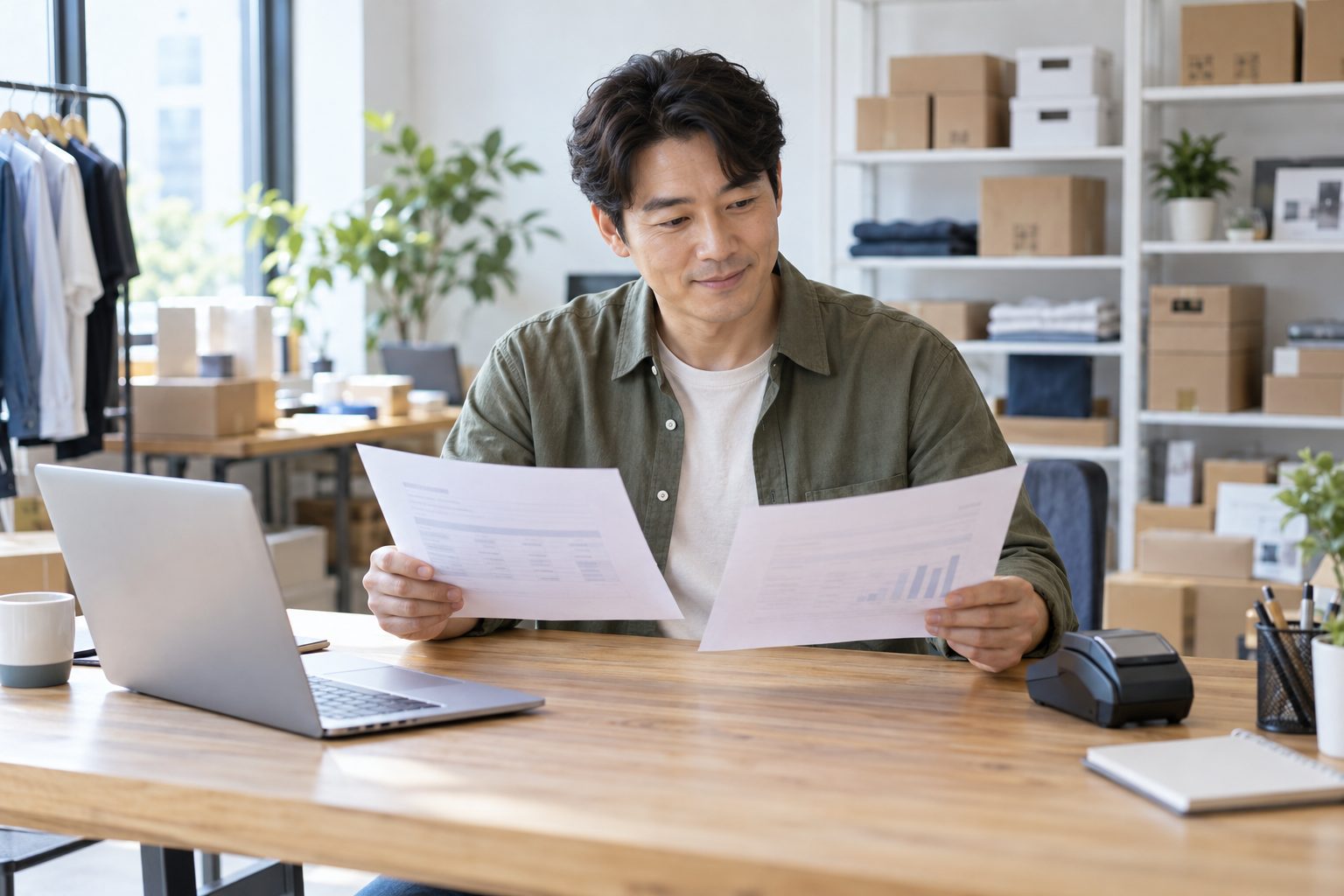 결제 오류 안내문을 살펴보는 사업자 — AI 연출 이미지